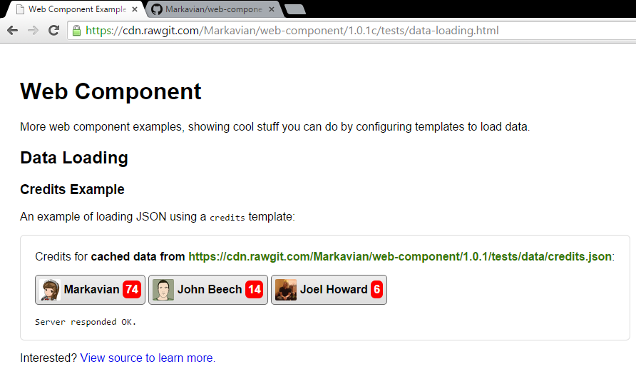 Web Component Data Loading Example
