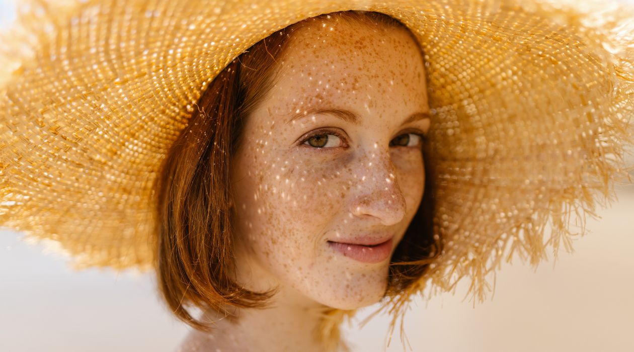 Lightweight straw beach hat with pink trim