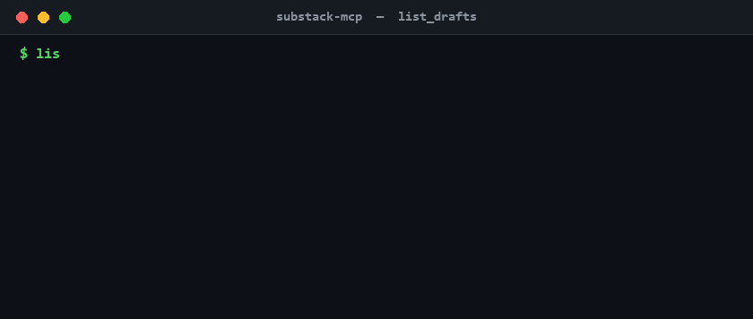 Demo: list_drafts tool call and response