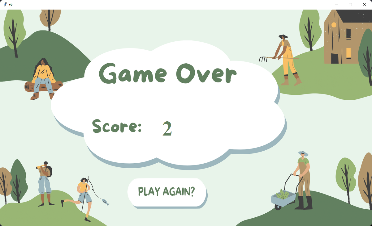 Screenshot of gameover screen