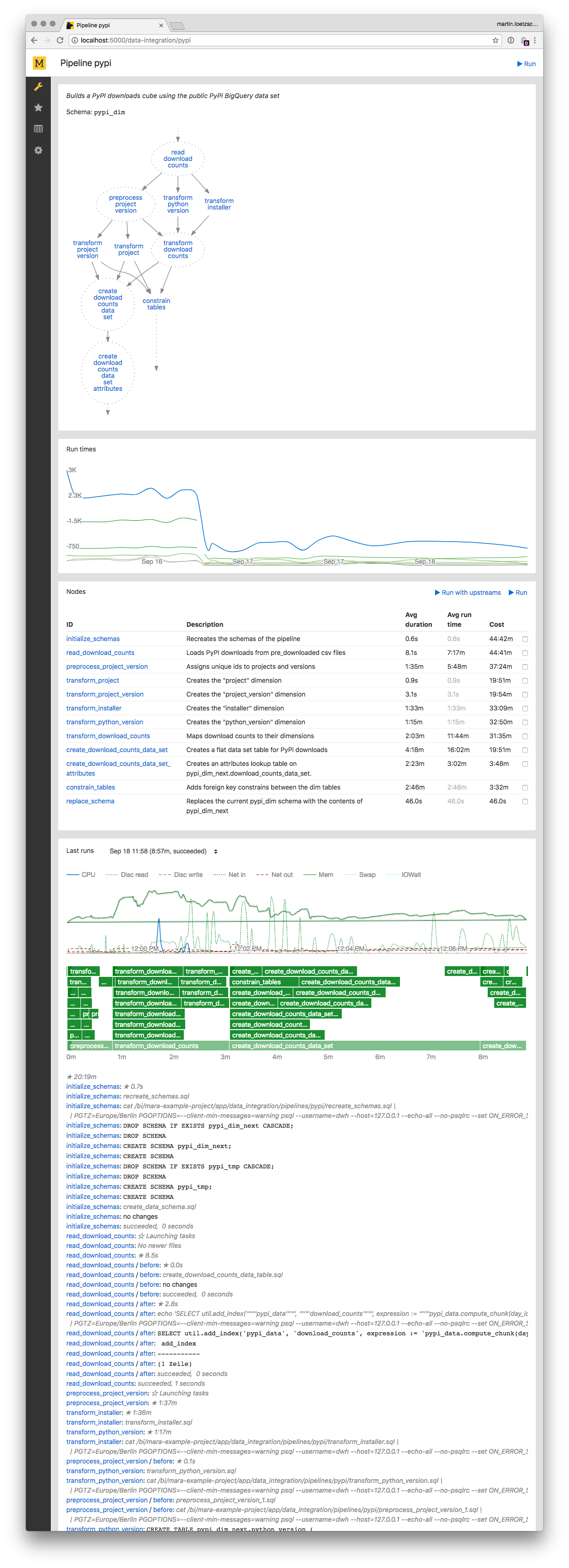 Mara web UI for pipelines