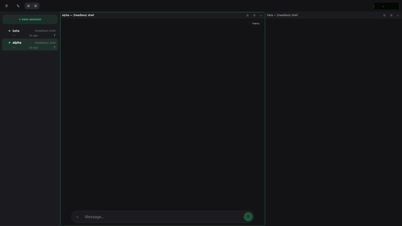 split panes in the web UI