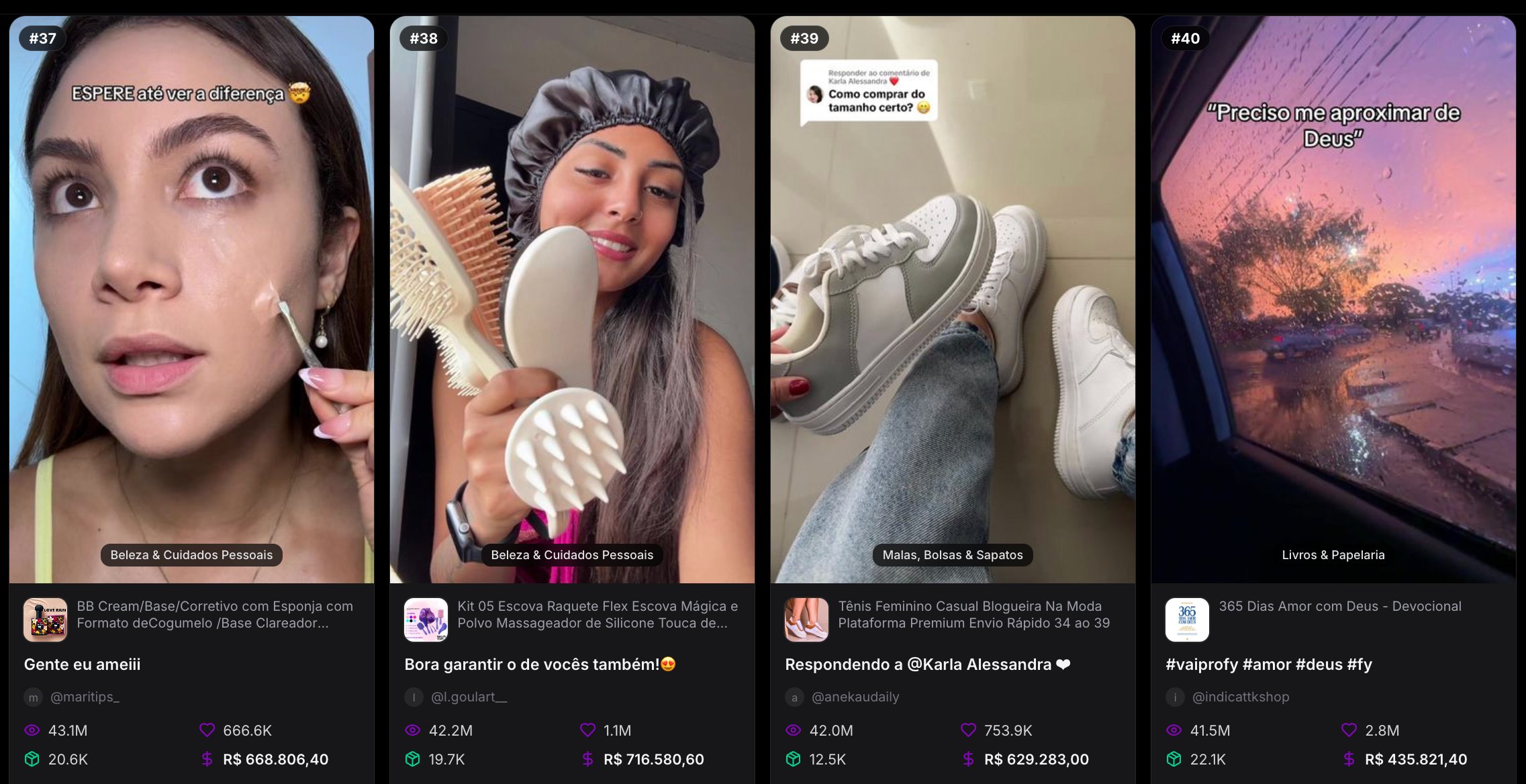 Vídeos com faturamento real