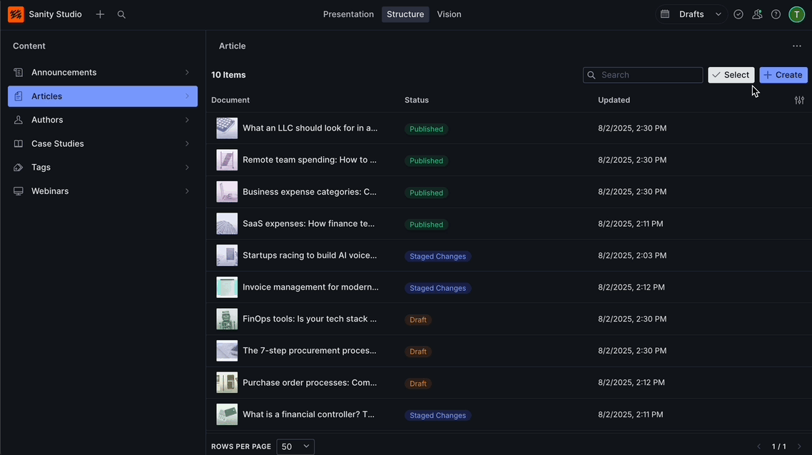 Bulk Actions Table Demo