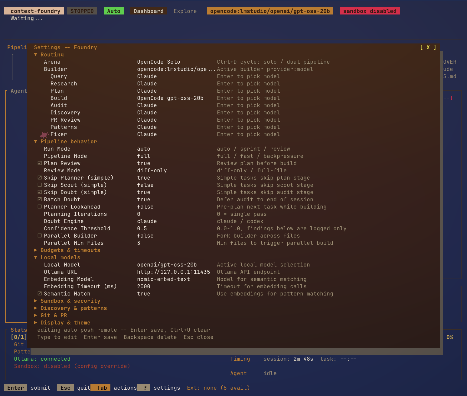 Settings Overlay v4.0 -- per-stage routing with local models via LM Studio