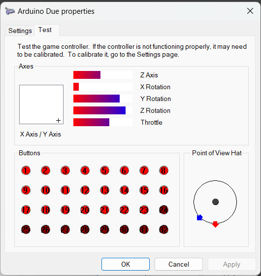 Arduino Due running JoystickWin on Win11