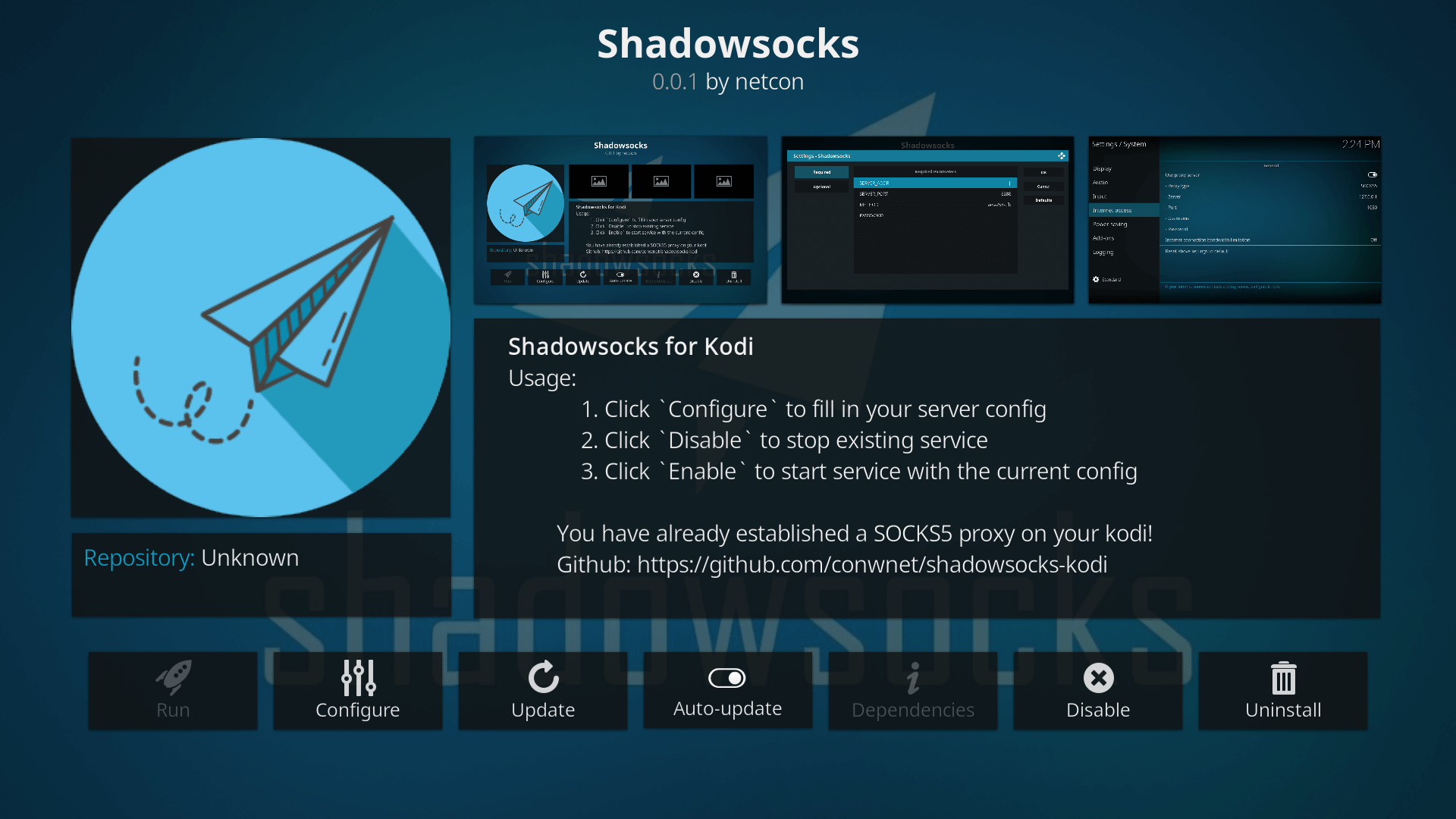 Shadowsocks kodi