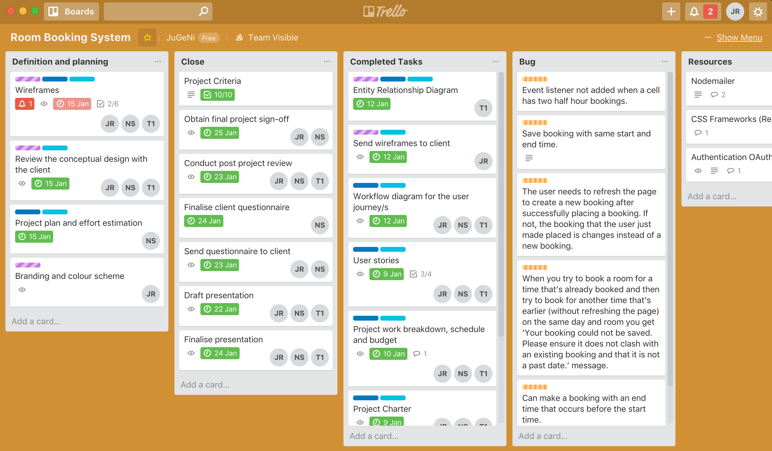 Trello | Room Booking System