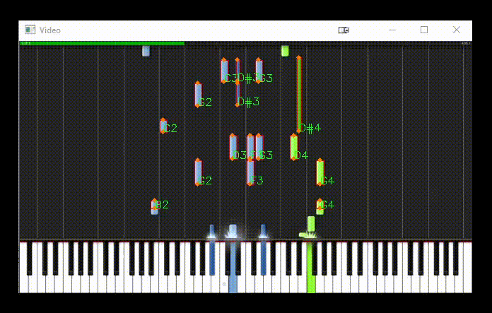 Demo showing that the keyboard notes are being tracked as they are played