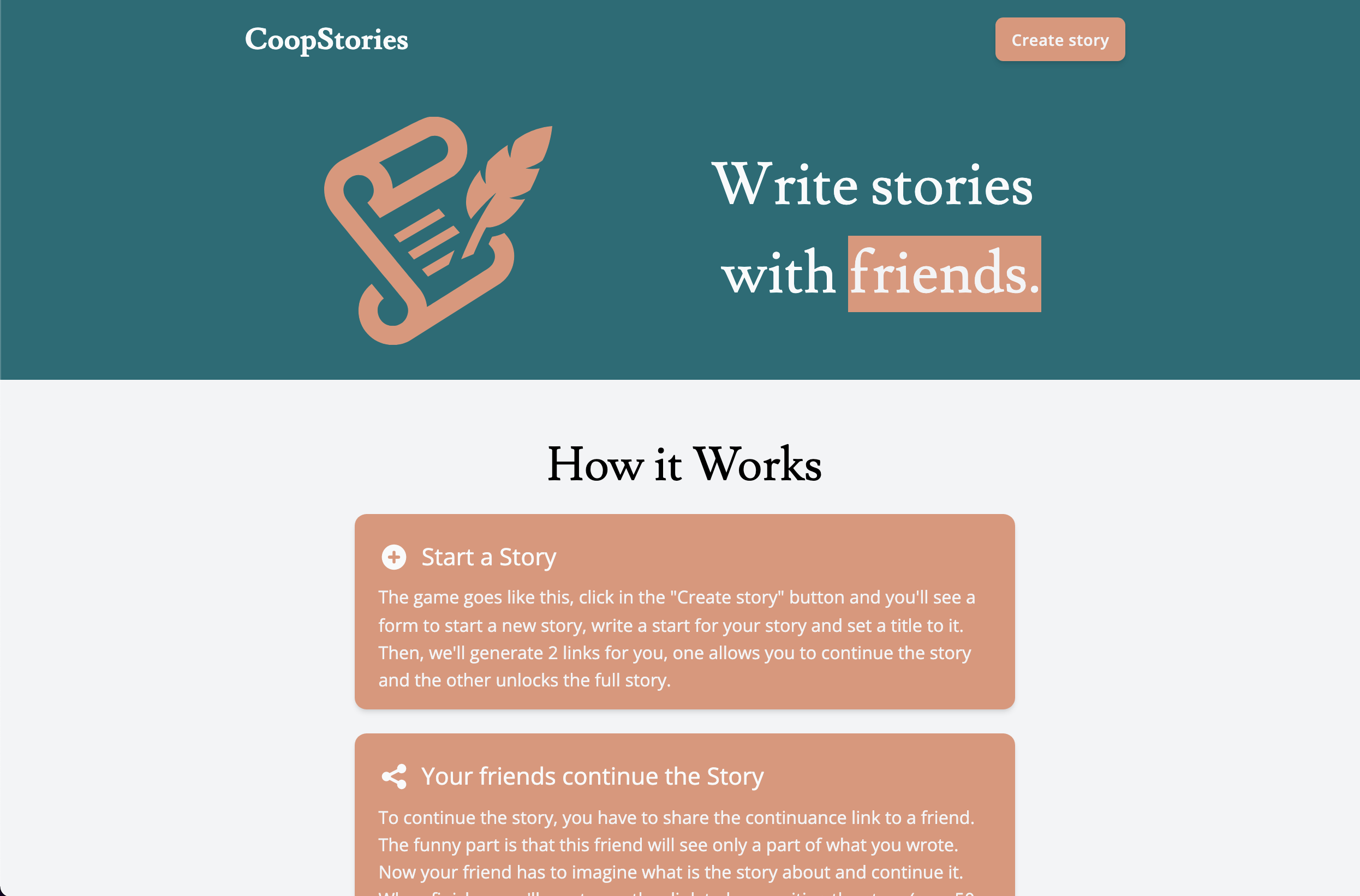 Screenshot of CoopStories