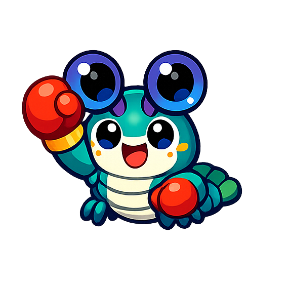 Peek, the WhatTheDiff mantis shrimp mascot