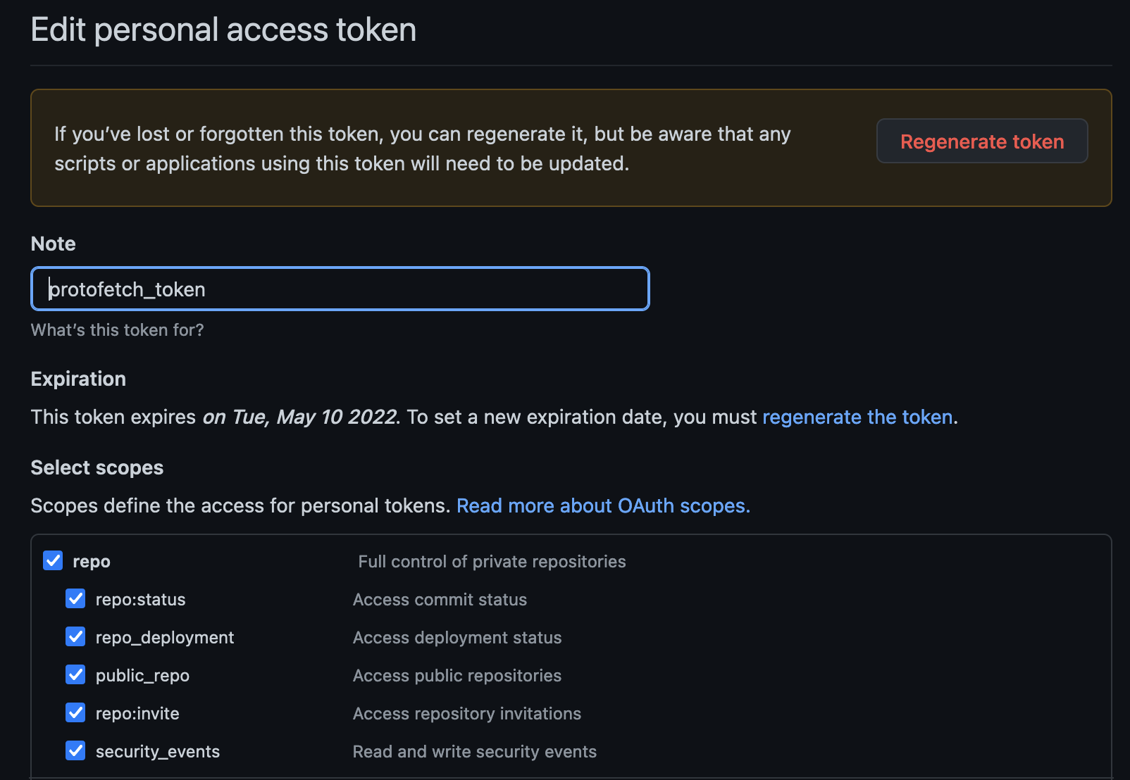 GitHub personal access token