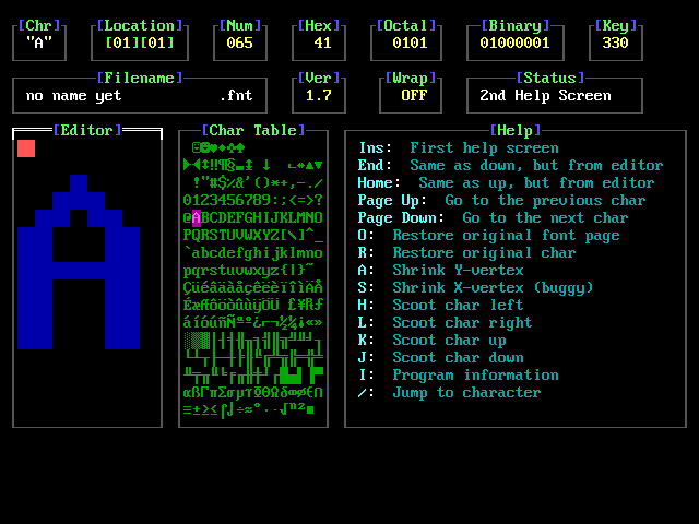 Fonter second help screen
