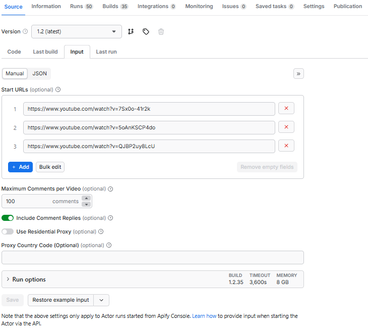 Apify Input GUI Example