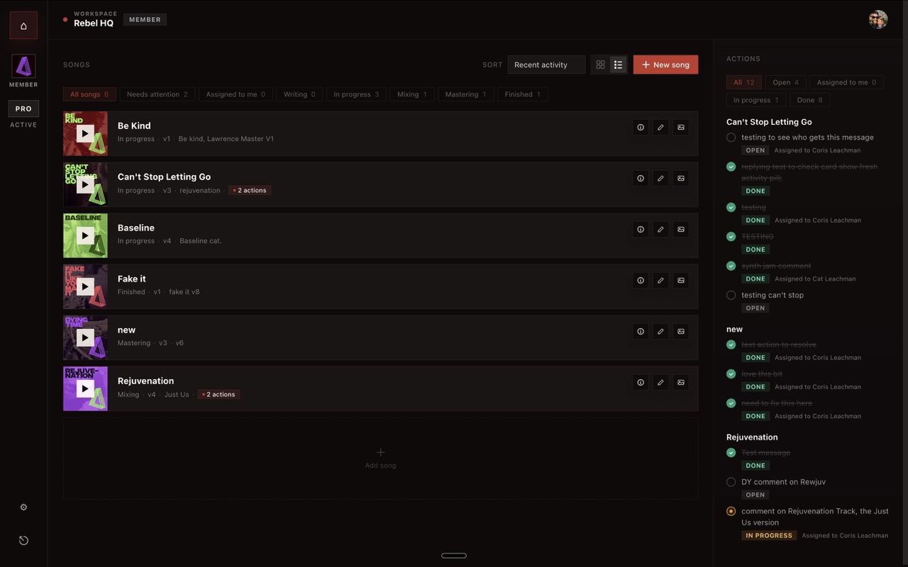 Every version and every action, in one workspace.
