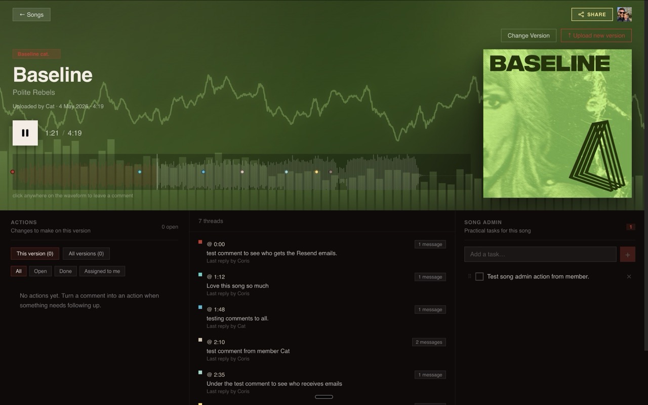 The song view - leave feedback on the waveform at the exact moment you mean it.