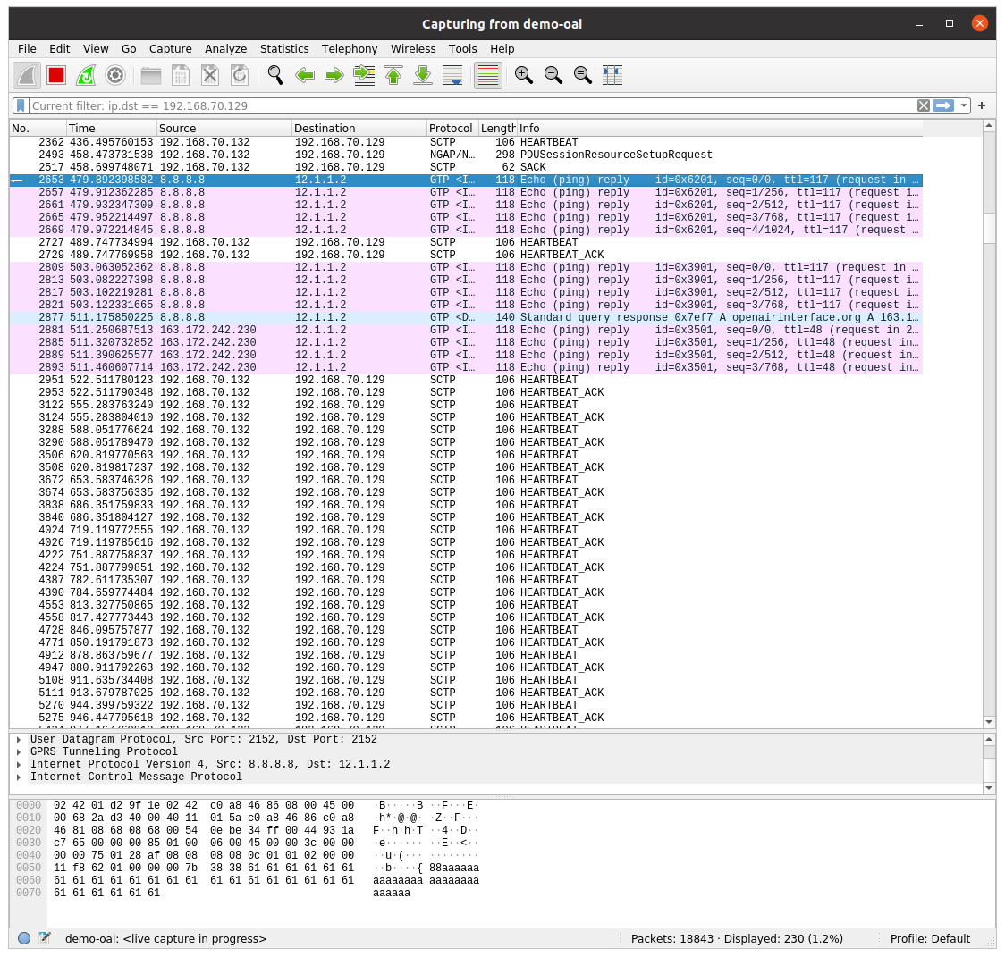 Multiple pings received (gNB)