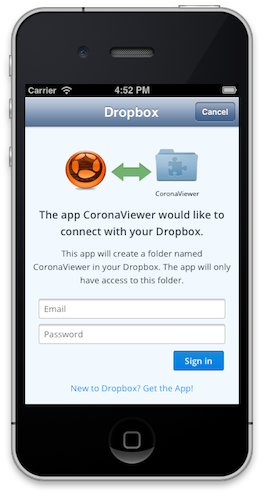 Dropbox Login UI iOS