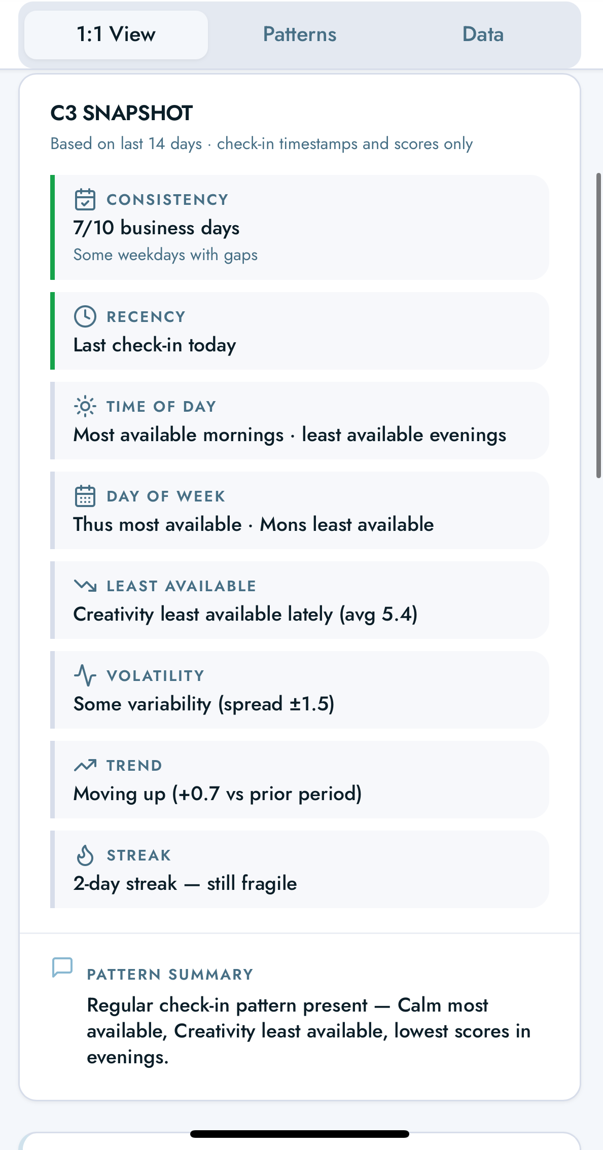 C3 Coaching Integration screen