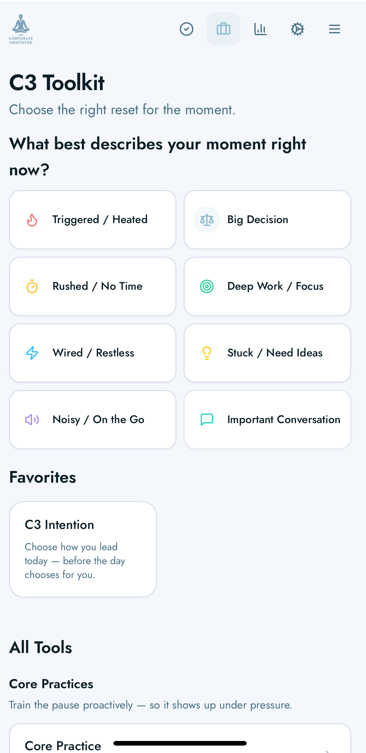 C3 Toolkit screen