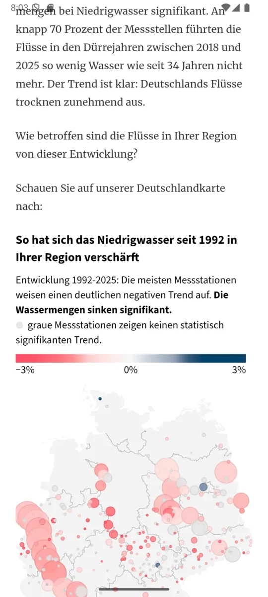 Deutschlandkarte von Datawrapper direkt im Artikel, hell
