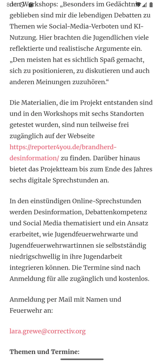 E-Mail-Adresse als Link im Artikel