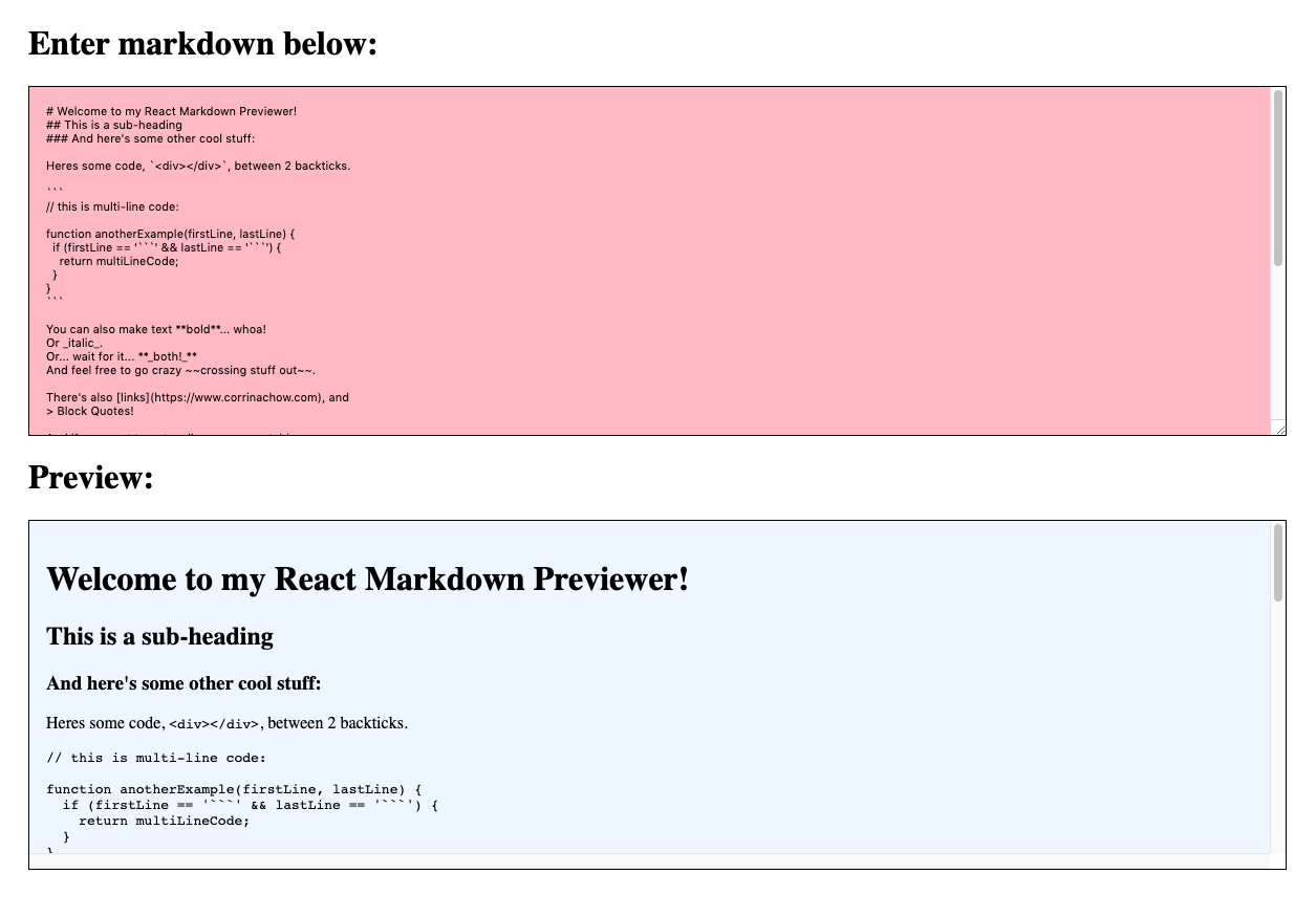 React Markdown Previwer