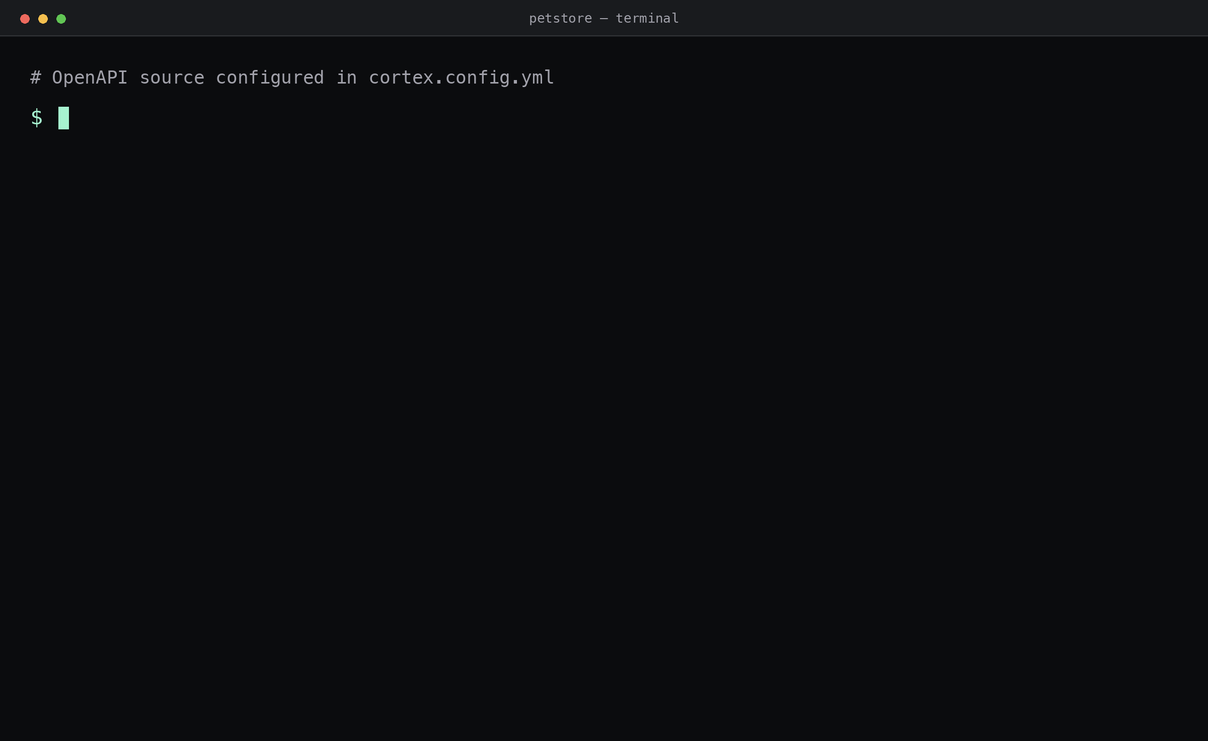 Run cortex generate with a configured OpenAPI file, then explore Getting Started, API Reference, SDKs, and MCP in the live demo. Click to try it.