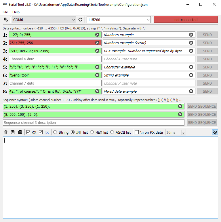 Example configuration