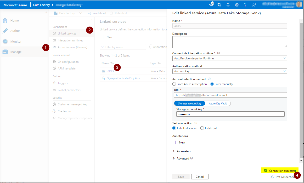 Test ADLS Linked Service