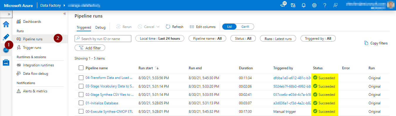 Monitor pipeline execution