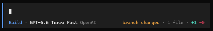 OpenCode TUI showing a branch changed warning and session change summary