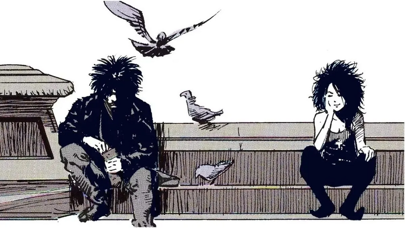 Dream and Death — The Sandman by Neil Gaiman. Two siblings sit on a park bench feeding pigeons. One is the Lord of Dreams. The other is Death. Neither is in a hurry.
