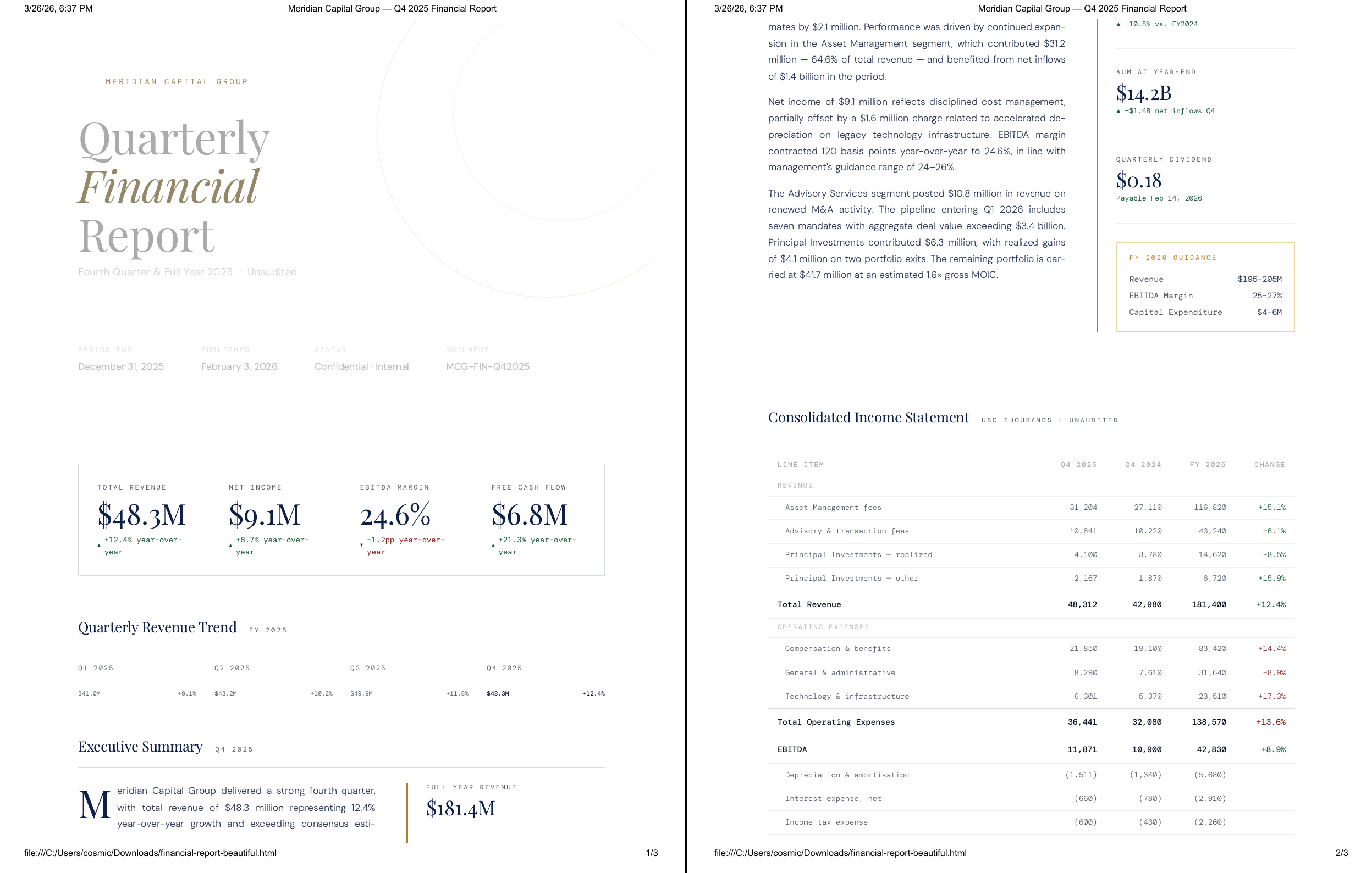 The same report, printed to PDF via the browser