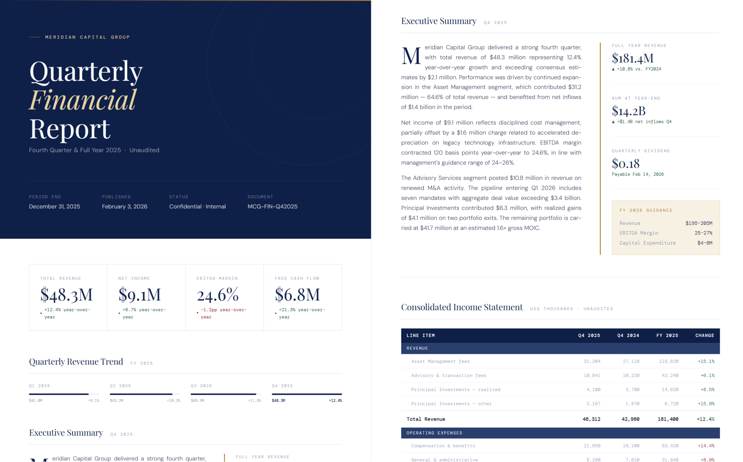 Claude-generated quarterly financial report — HTML, page 1