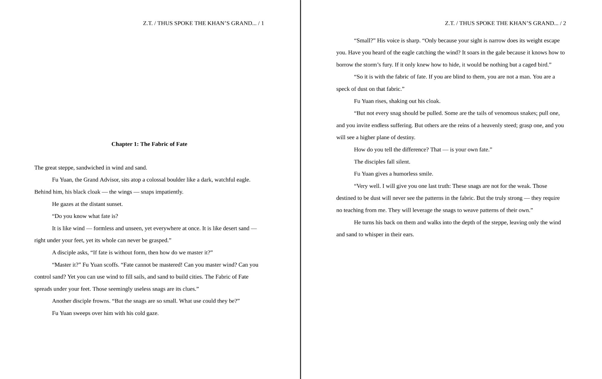Draft2Final - first chapter of Thus Spoke the Khan's Grand Advisor