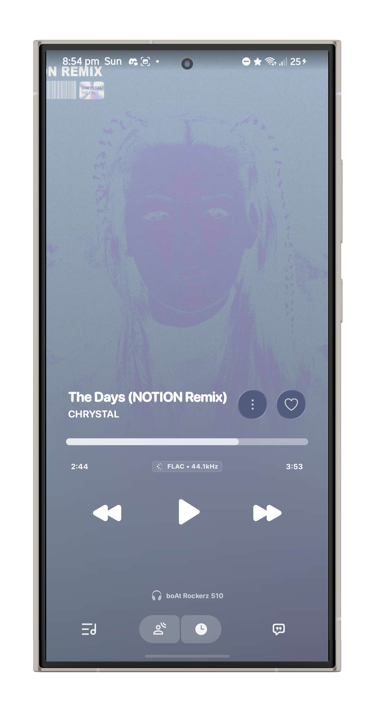 Convx music player library view with Liquid Glass blur