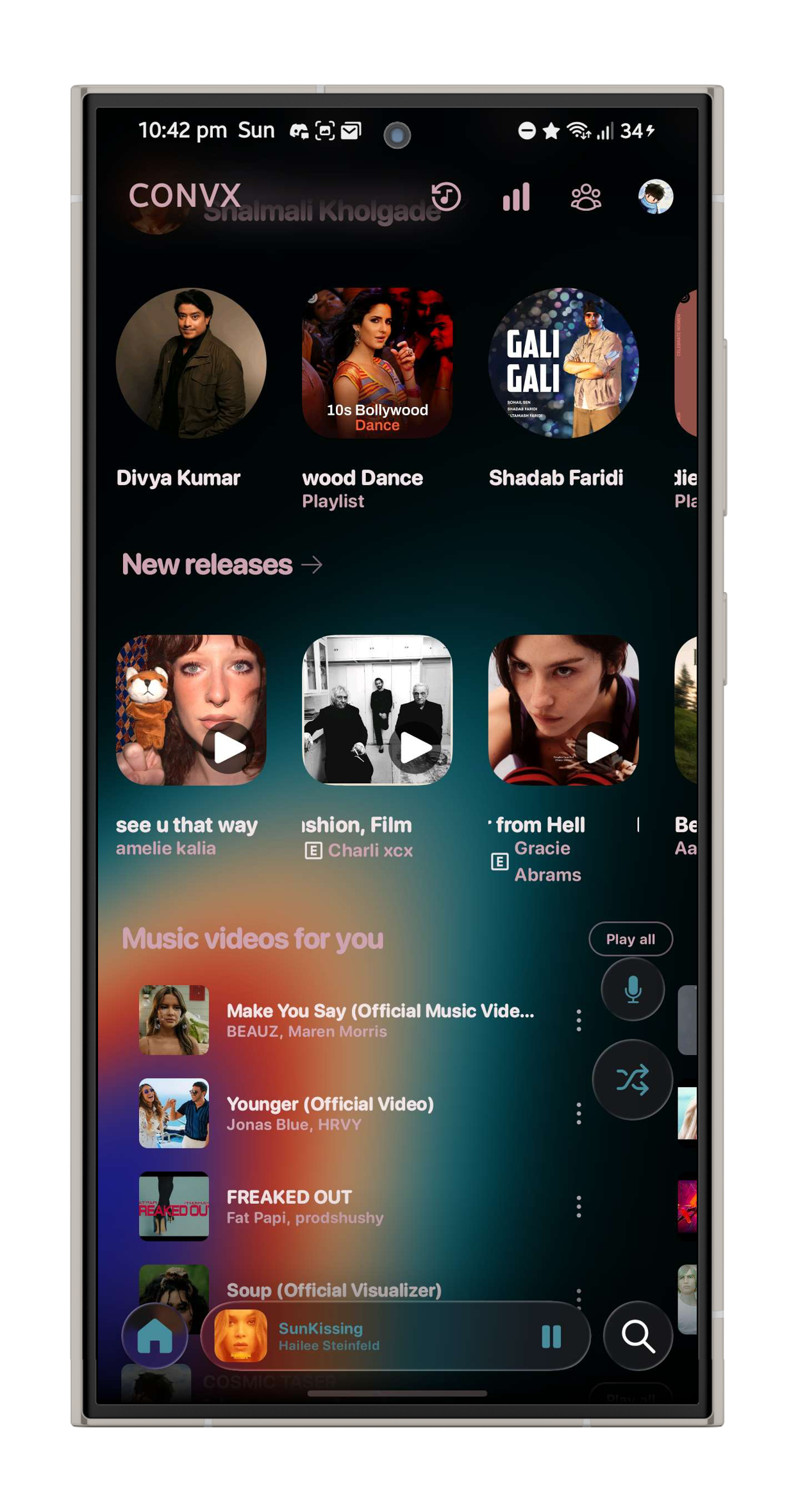 Convx music player equalizer with Liquid Glass UI