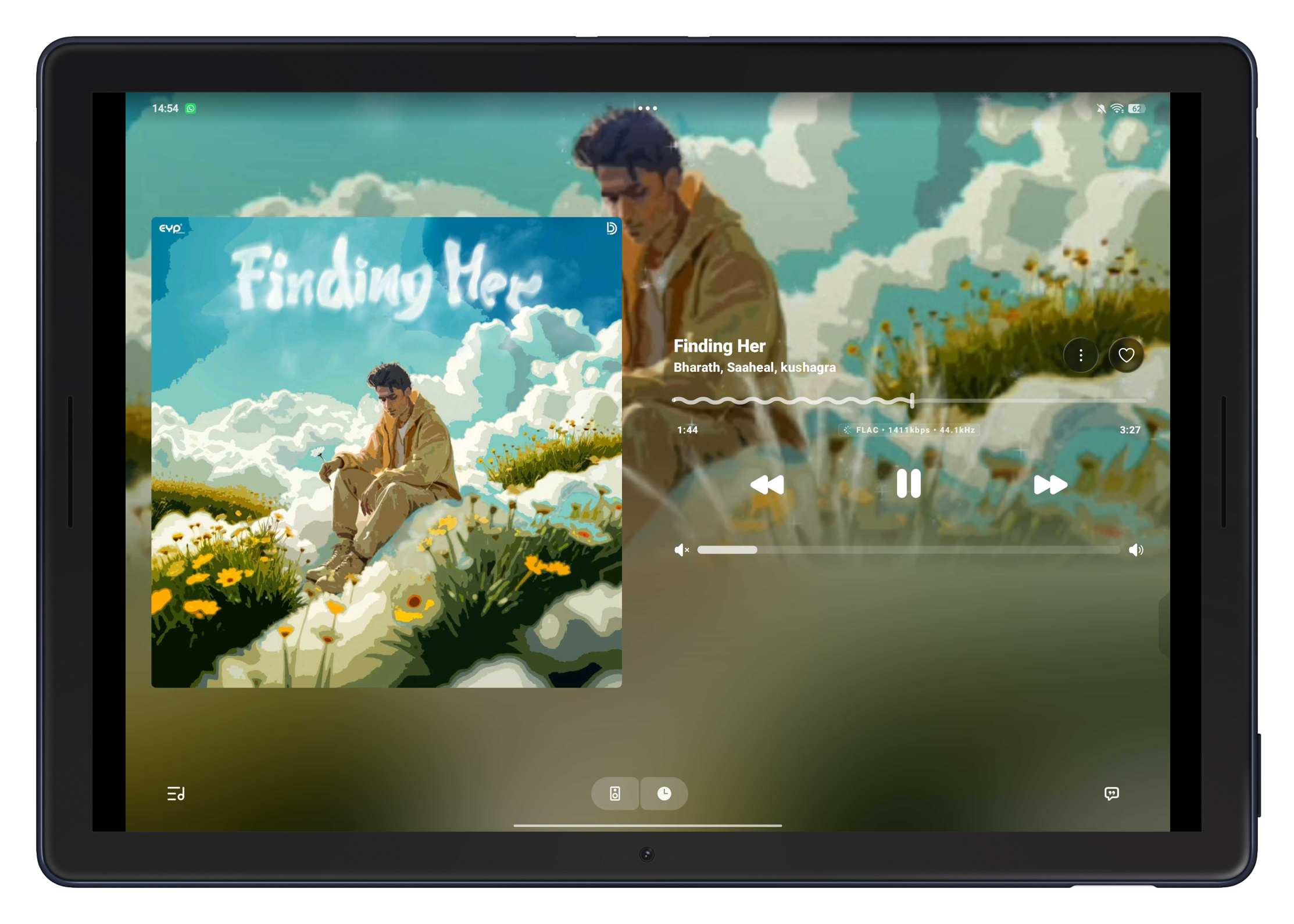 Convx Liquid Glass music player tablet home view