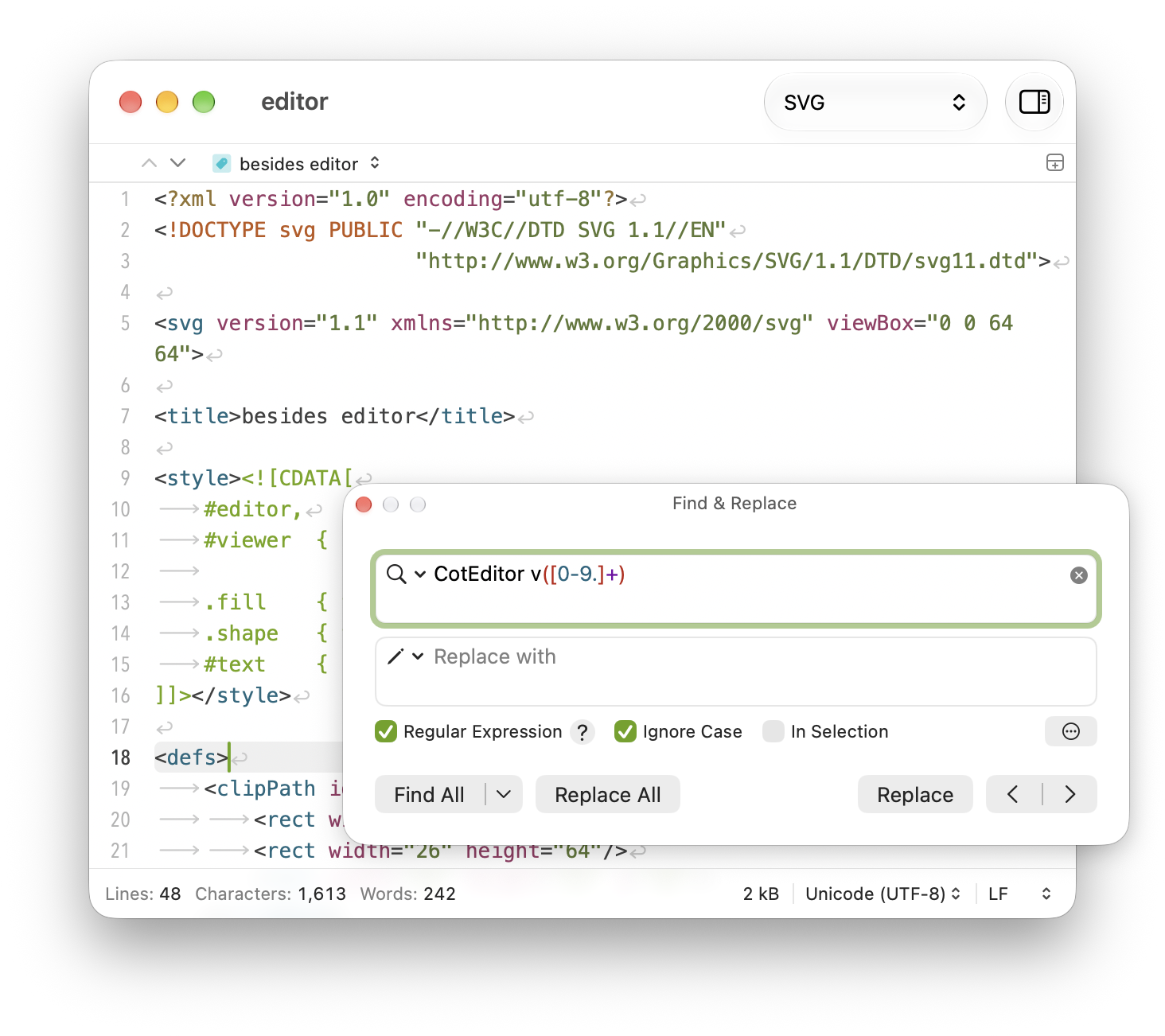 CotEditor screenshot 1