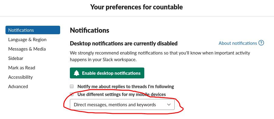 Recommended Slack Settings