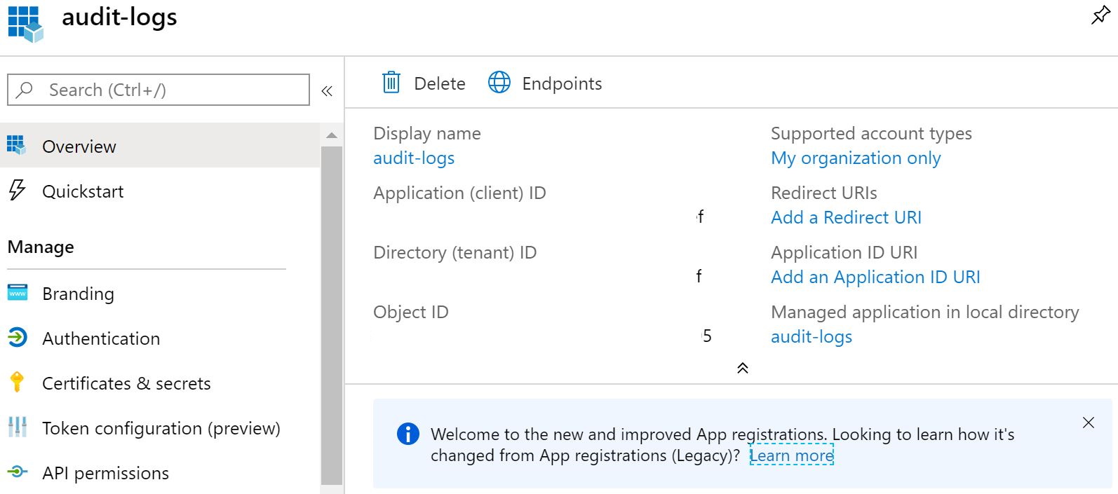 App Details in Azure Portal