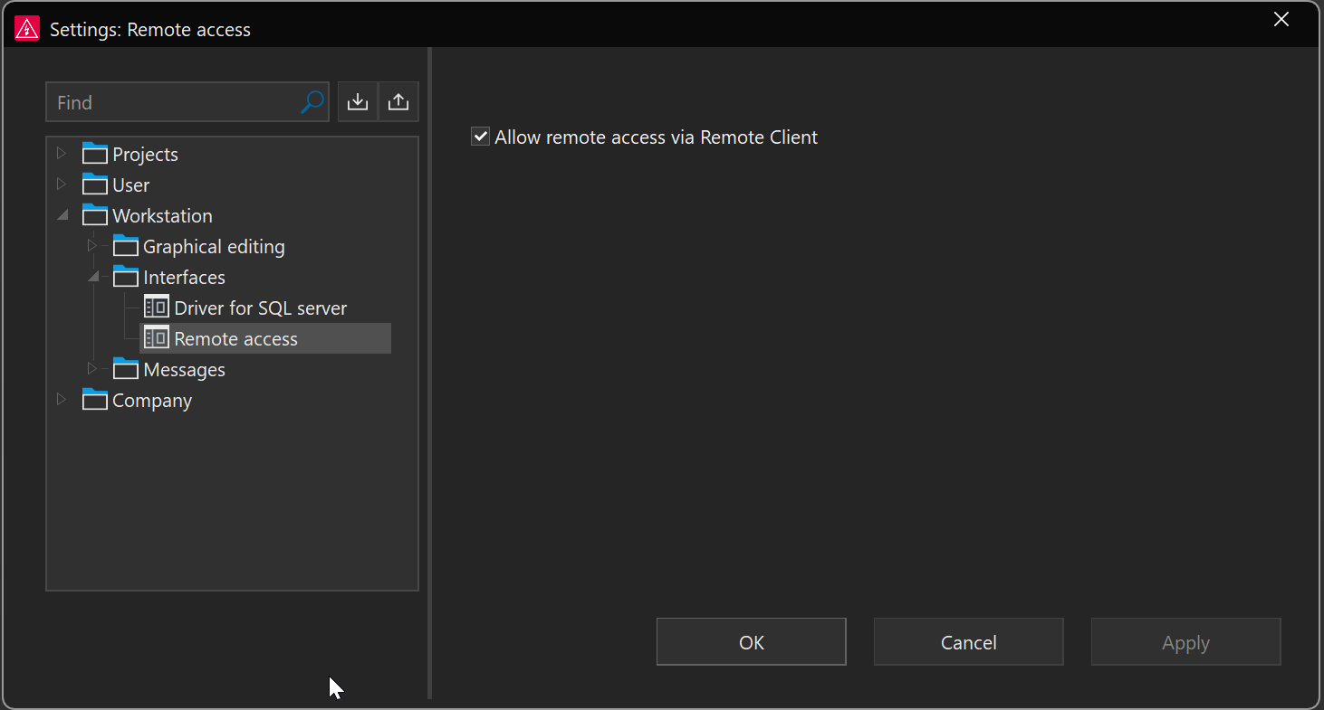 Allow remote access via Remote Client