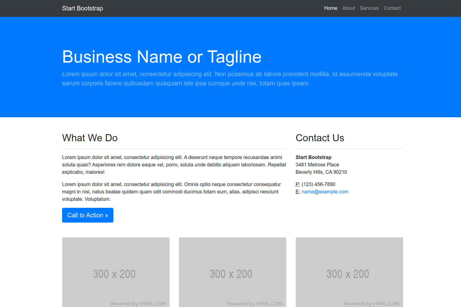 Business Frontpage screenshot
