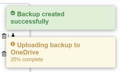 Backup upload progress