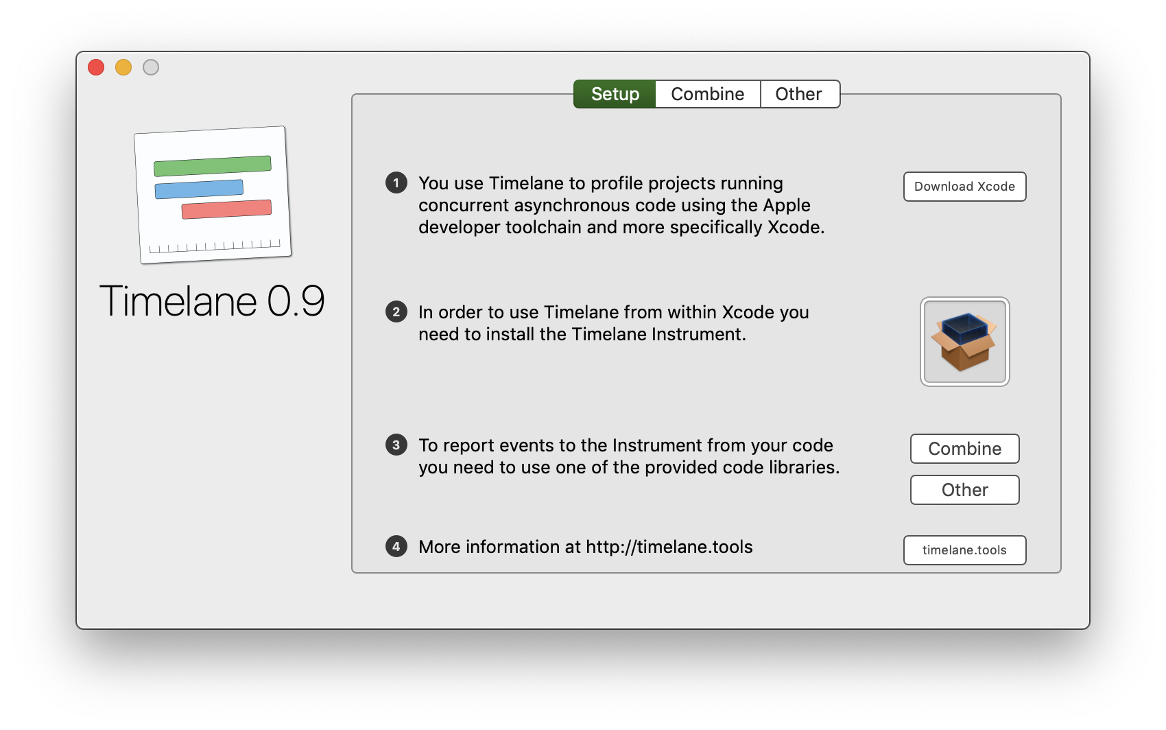 Timelane app window