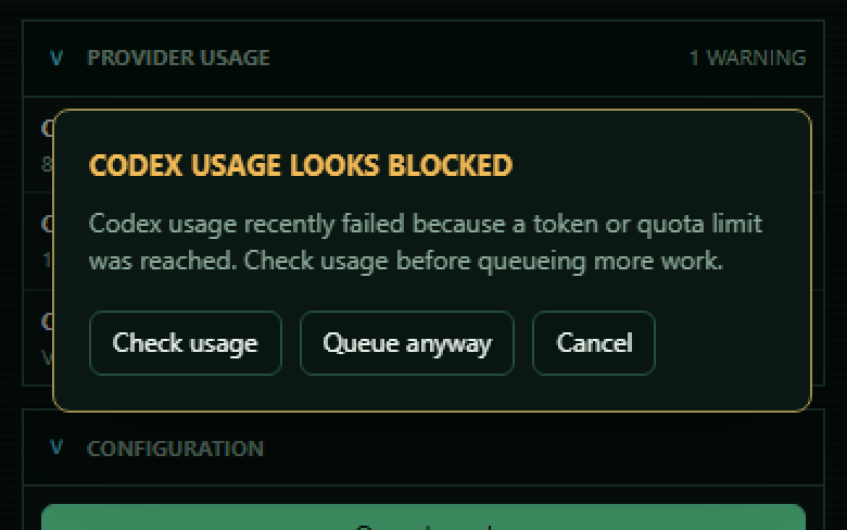 Provider limit warning