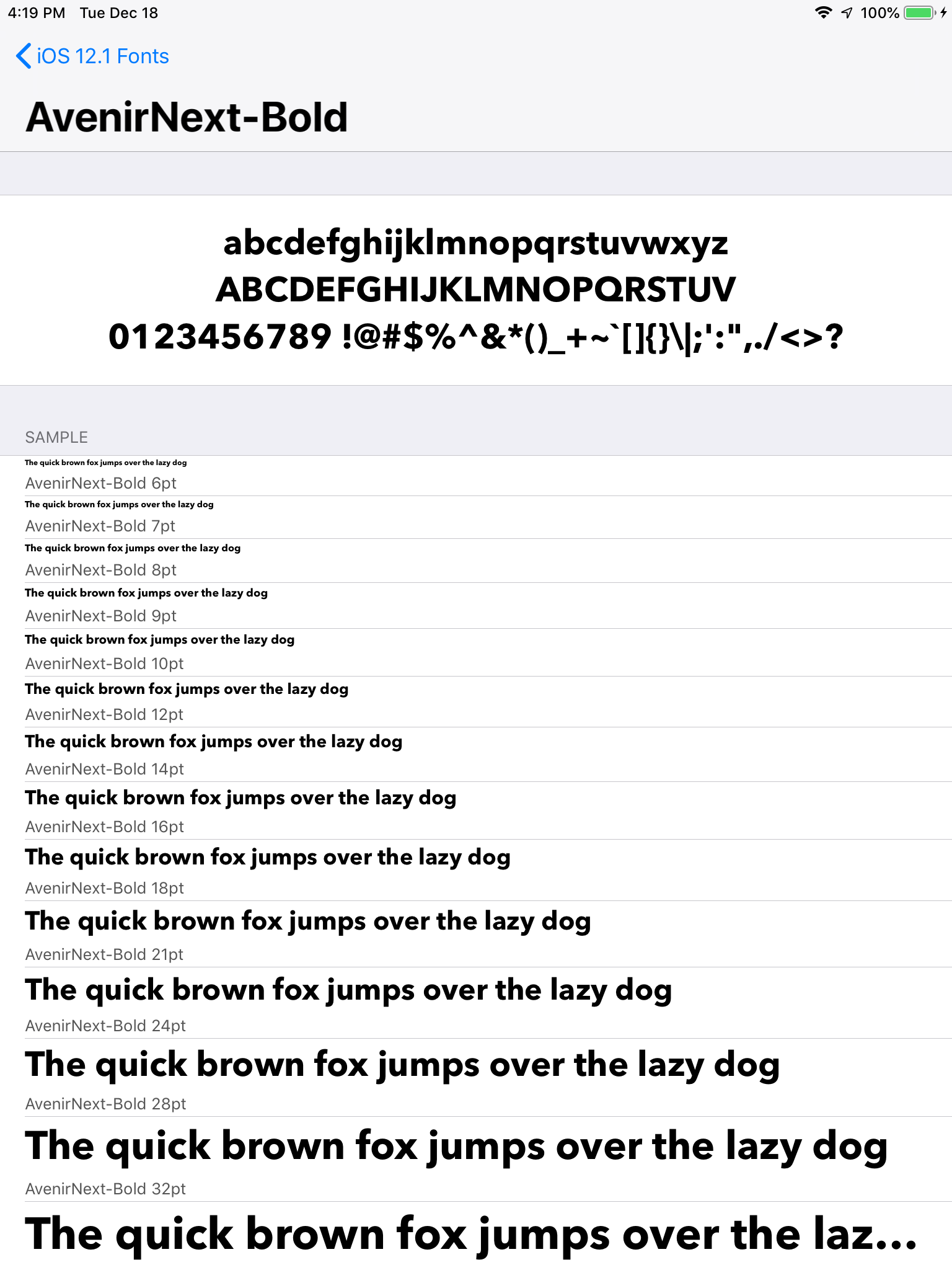 Font Sample View