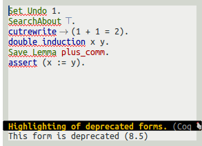 Highlighting of deprecated forms