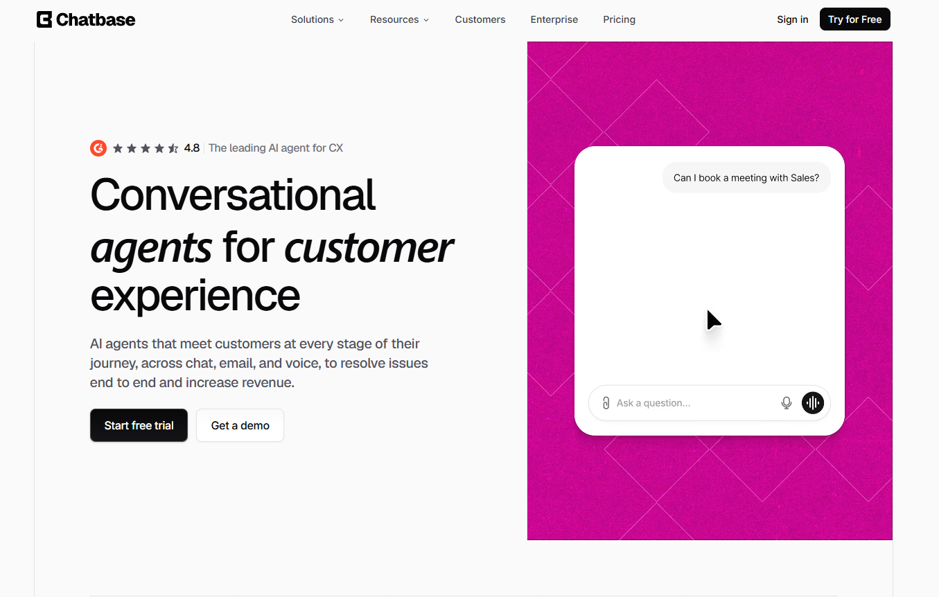 Chatbase conversational AI agents for customer experience